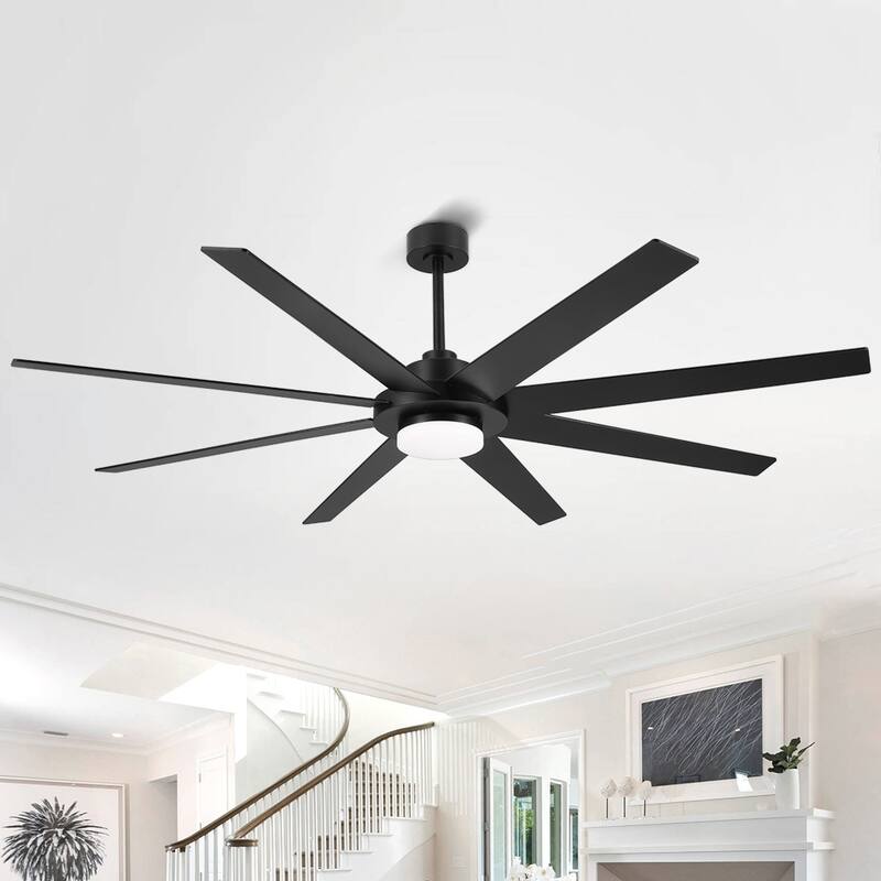 60 in. Indoor 8 Wood Blades Ceiling Fan with LED light and remote