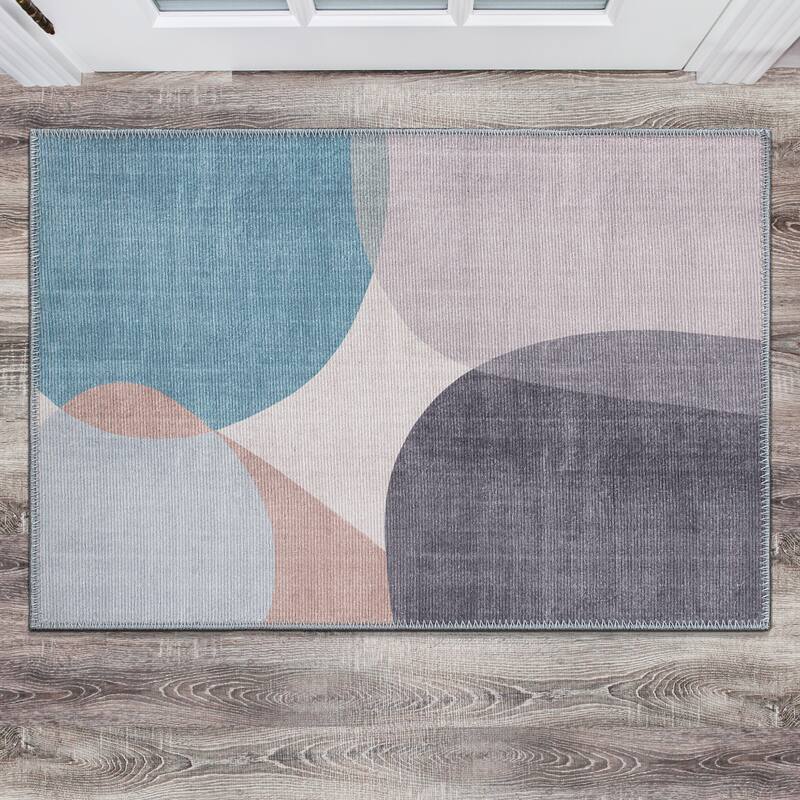 Contemporary Geometric Machine Washable Area Rug