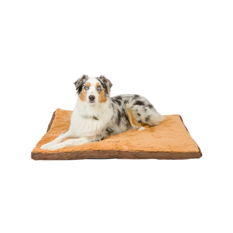 Pet Bed Mat With Poly Fill Cushion In Earth Brown & Mocha