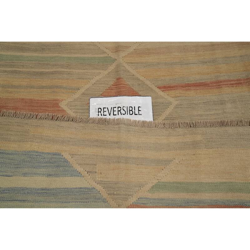 Hand Woven Oriental 100% Wool Carpet Southwestern Tribal Multi-Colored Kilim Area Rug - 9' 1'' X 5' 9''