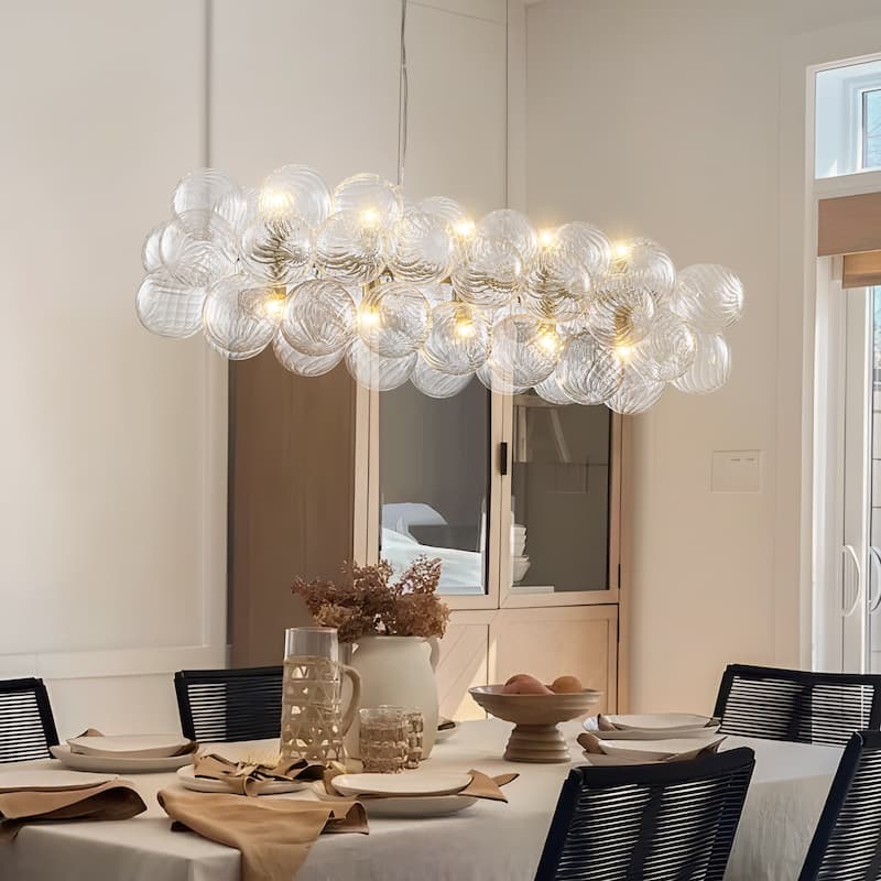 Starsky 10-Light 39in. Contemporary Glass Bubble Linear Kitchen Island Chandelier