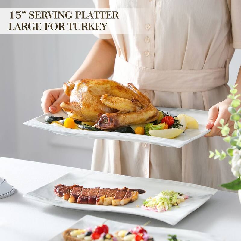 MALACASA Flora Porcelain Rectangular Serving Plates