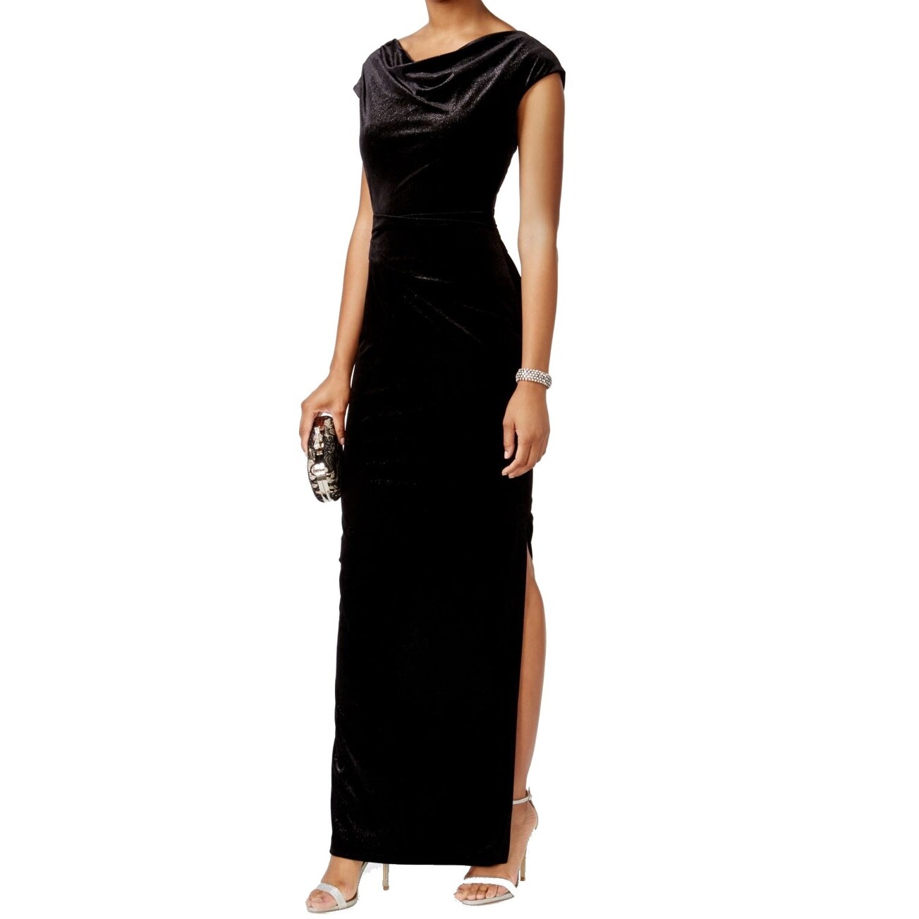 vince camuto cowl neck velvet gown