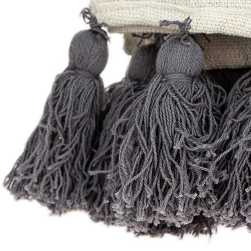 HomeRoots Off White Woven Cotton Solid Color Reversable Throw