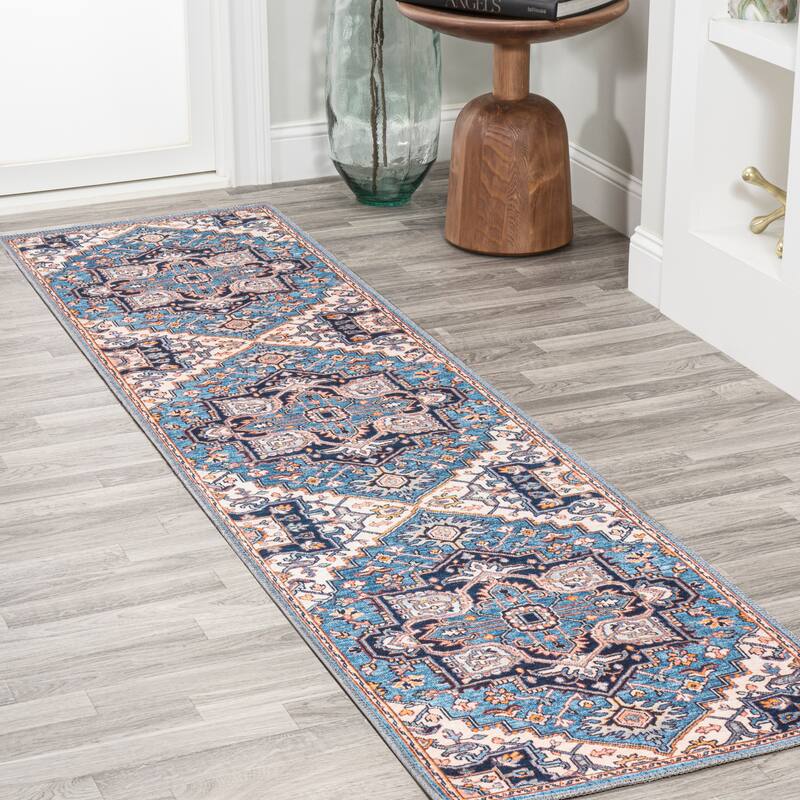 JONATHAN Y Victoria Ornate Large Medallion Machine Washable Area Rug