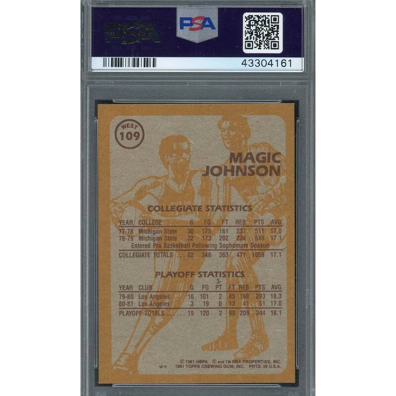 Magic Johnson 1981 Topps West Basketball Card #109 Graded PSA 8 - 8'6" x 11'6"