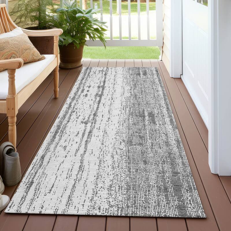 Machine Washable Indoor/ Outdoor Chantille Ombre Stripes Rug - Gray - 2'3" x 7'6"