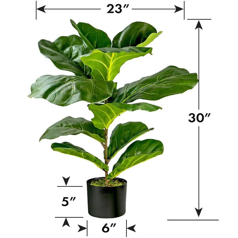 30-inch Artificial Fiddle Leaf Fig Bush in Pot