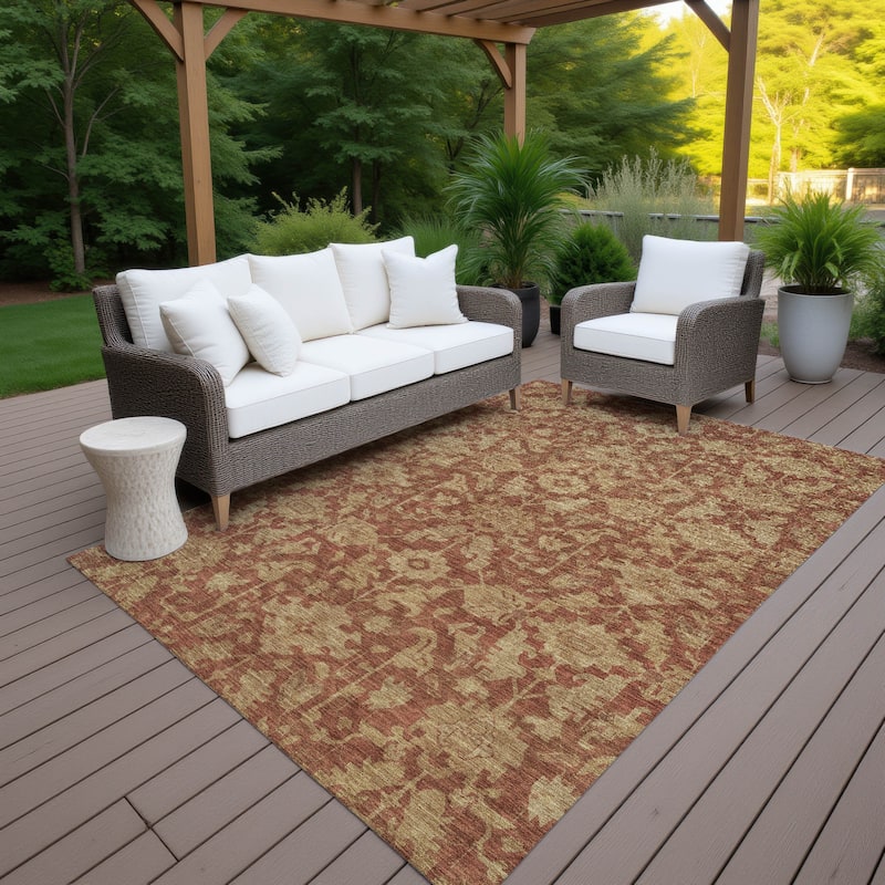 Machine Washable Indoor/ Outdoor Casual Traditional Chantille Rug