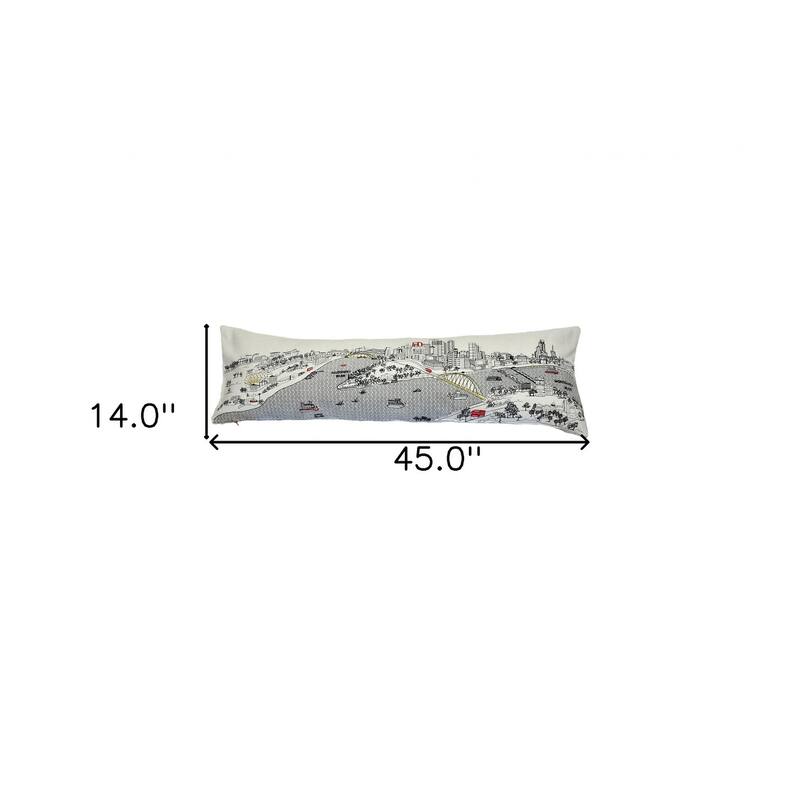 HomeRoots 46" White Pittsburgh Daylight Skyline Lumbar Decorative Pillow