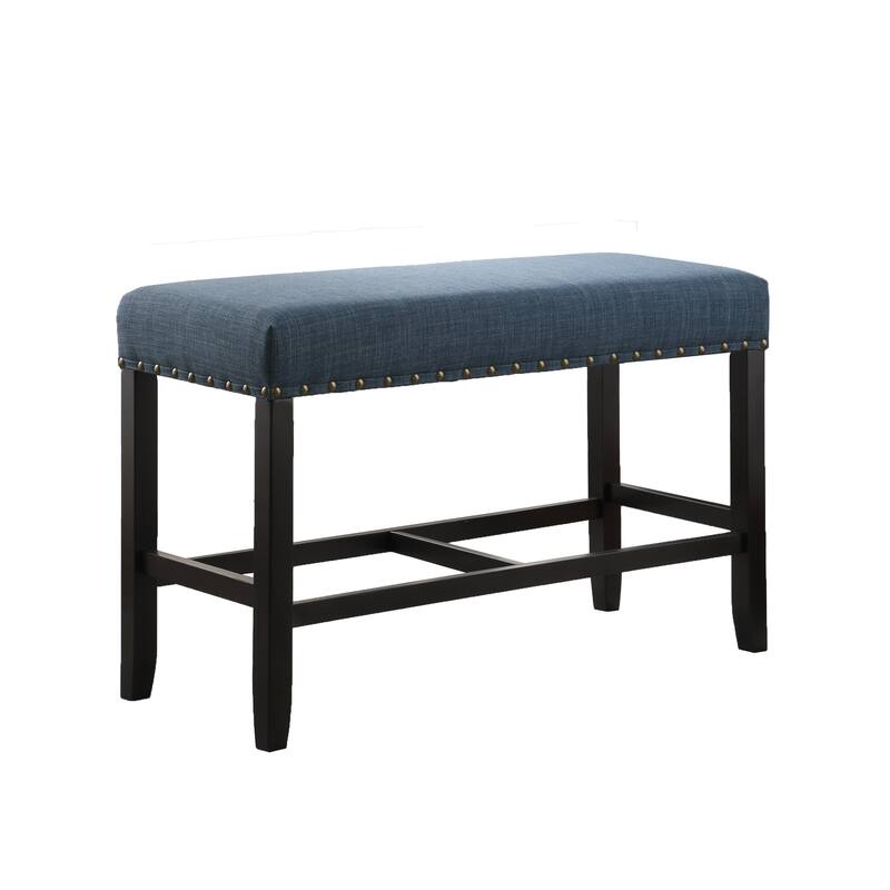 Biony Fabric Counter Height Dining Bench with Nailhead Trim