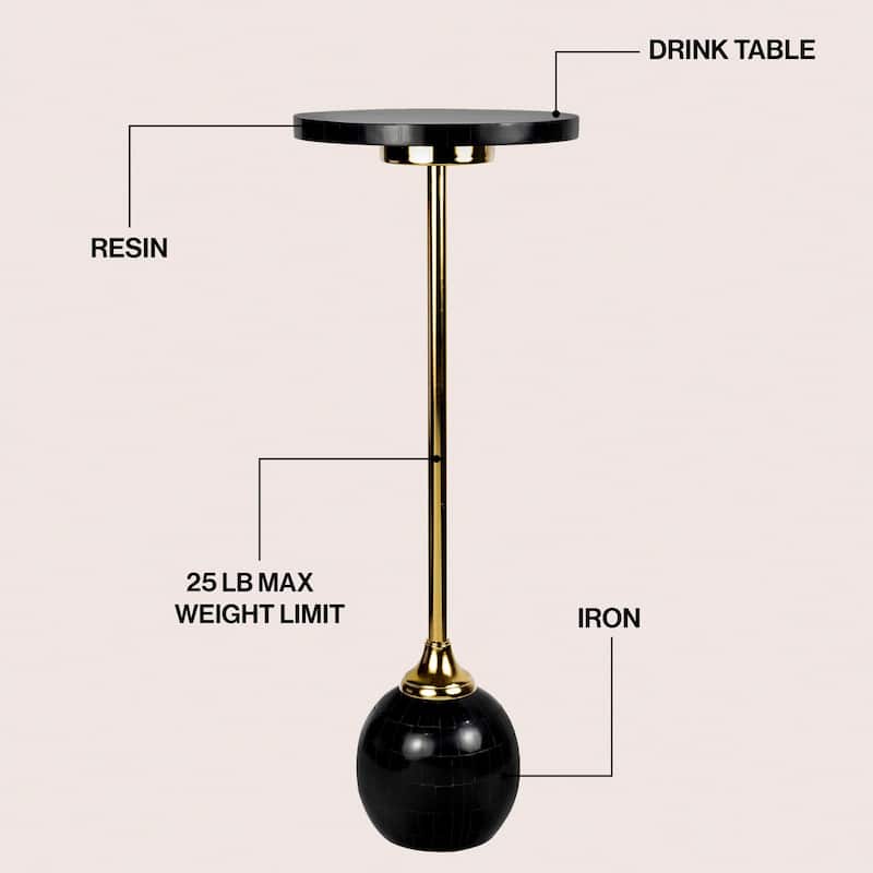 Blanche 26" Metal/Resin Mosaic Pedestal Drink Table, by JONATHAN Y