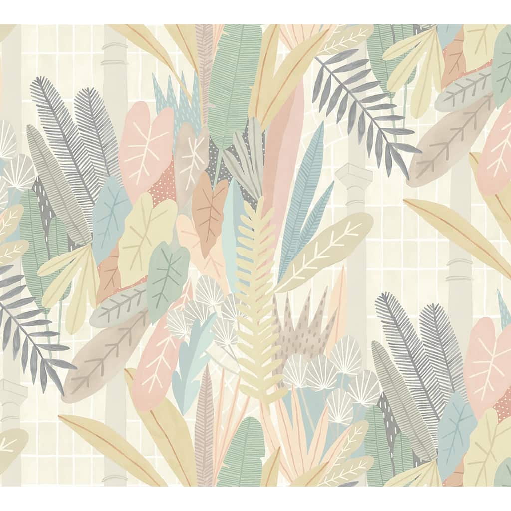 Glasshouse Pastel Tropical Damask Wallpaper