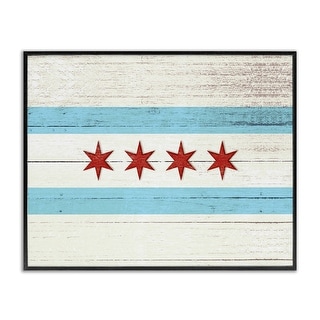 Stupell Chicago Flag Distressed Wood Look Framed Giclee Texturized Art