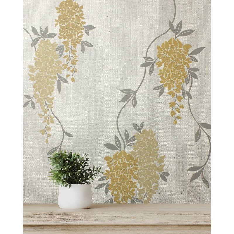 Fine Decor Aisla Yellow Wisteria Wallpaper