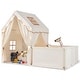 preview thumbnail 1 of 28, Gymax Kids Play Tent w/Playpen Yard Door Curtains Windows Star Lights Beige