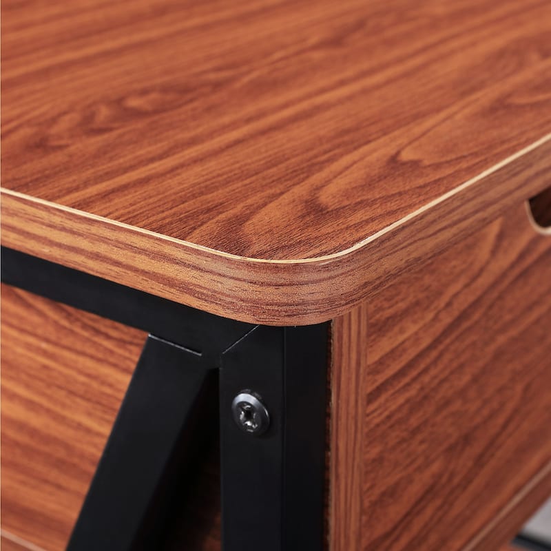 Ledel Flip Top End Table Side Table with Storage Shelf