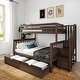 preview thumbnail 15 of 31, Max & Lily Twin Over Full Staircase Bunk Bed with Storage Drawers Walnut