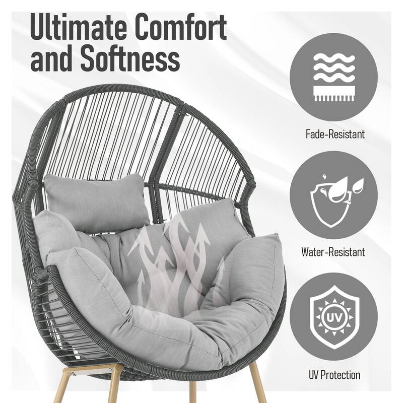 Outdoor Wicker Egg Chair with Ottoman Set