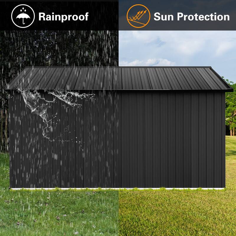 Outdoor 12 x 10 ft. Metal Storage Shed with Window and Vents and Hinged Door and Padlock