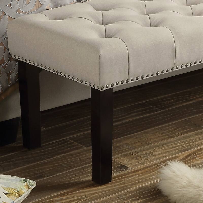 Moser Bay Almaraz 56 or 35 Inch Linen Upholstered Hand-tufted Transitional Bench
