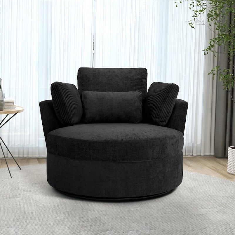 Modern Swivel Chair with Pillows for living room - Black