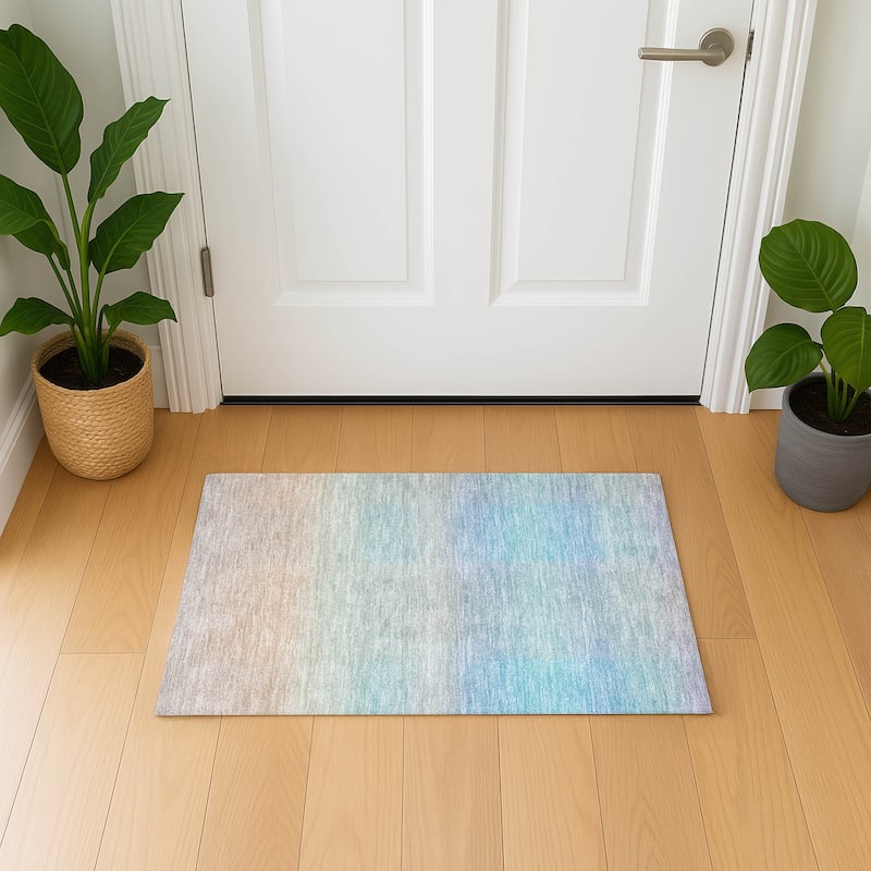 Premium Washable Super Soft Solid Ombre Mayfield Rug - Sky - 1'8" x 2'6"