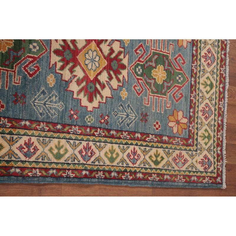 Light Blue Kazak Oriental Foyer Rug Hand-Knotted Wool Carpet - 2'10" x 4'1"