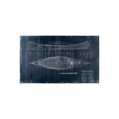 Canoe Blueprint (40 x 24) Canvas Art Print