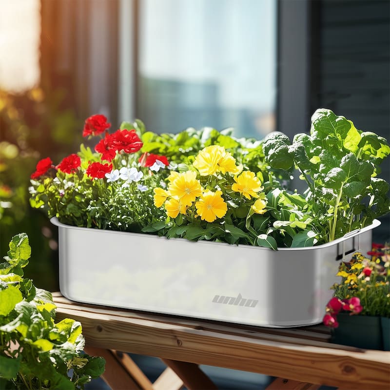 Stainless Steel Planter Box with Wire Handle Greenhouse Planting Box (set of 3)
