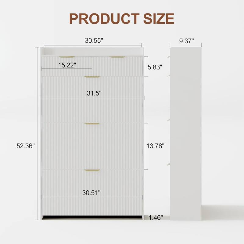 Modern Fluted Slim Shoe Storage Cabinet Organizer with 3 Flip Drawers for Apartment