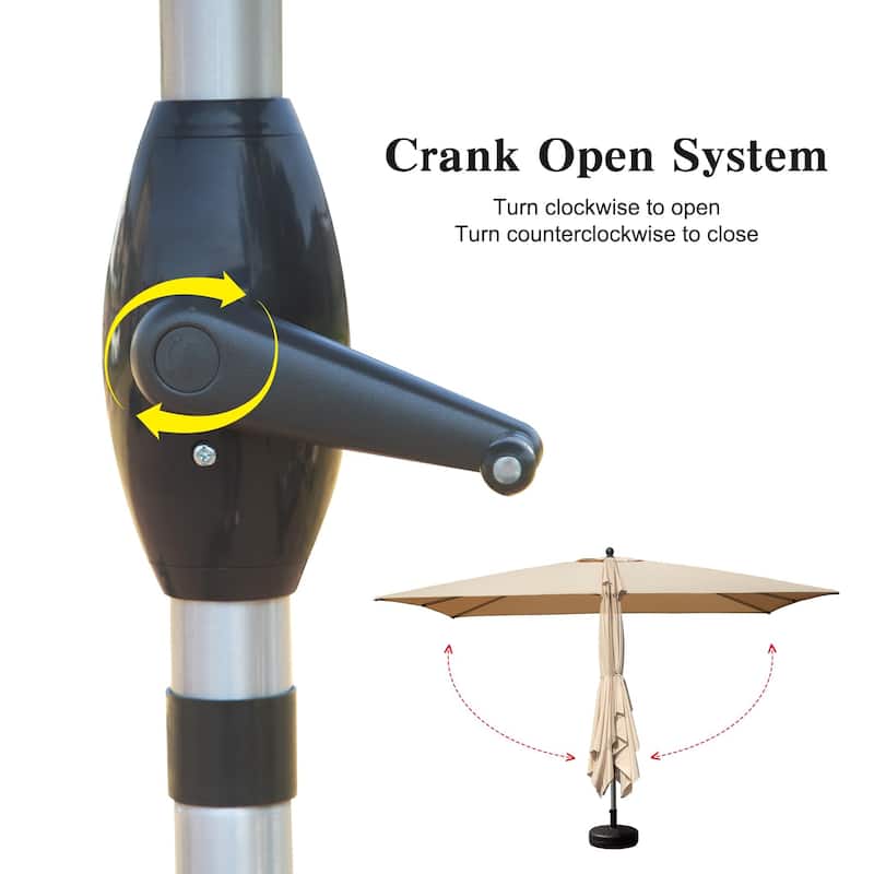 Rectangle Patio Umbrella With Crank Lift And Tilt Function,Beige(Base Not Included)