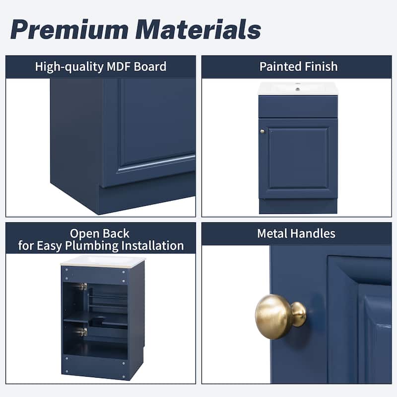 20" Bathroom Vanity with Sink, Vanity Cabinet with Door Shelf and Adjustable Shelf