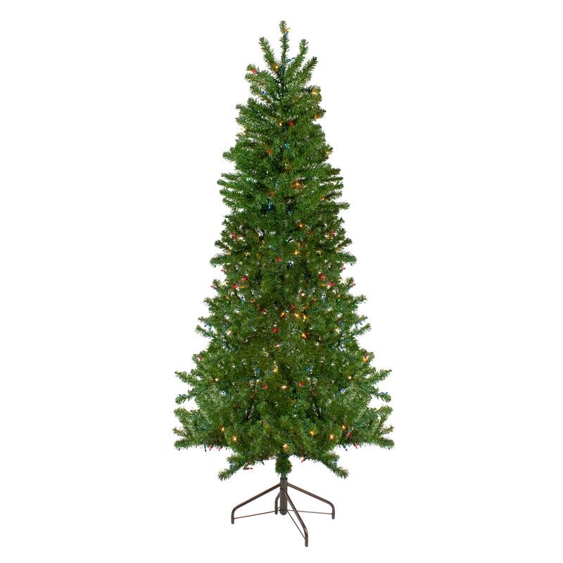 6.5' Pre-Lit Canadian Pine Slim Artificial Christmas Wall Tree - Multi