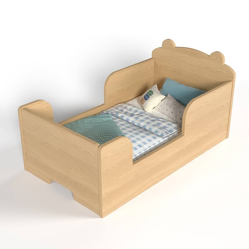 Toddler Floor Bed Frame - Bear Shape Cot Bed for Boys & Girls Ages 3-6