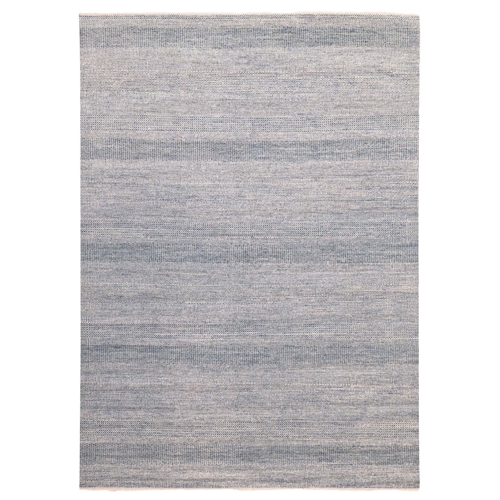 ECARPETGALLERY Hand-knotted Silk Shadow Dark Blue Silk, Wool Rug - 9'0 x 12'3