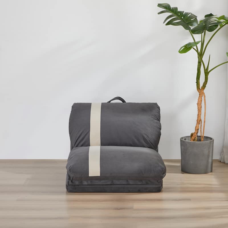 Floor Sofa Bed with 6-Position Adjustable, Sleeper Sofa with 5-Second Foldable, Upholstered Bean Bag Base & Pillow