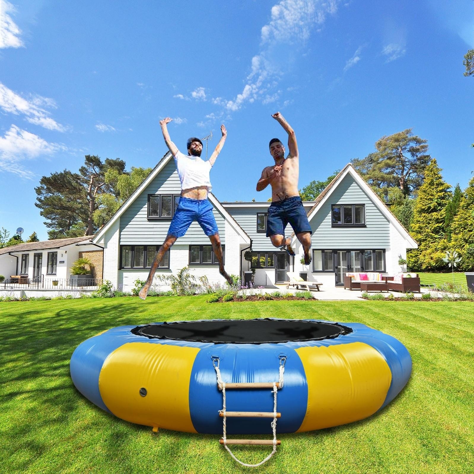 10Ft Inflatable Water Trampoline Swim Platform For Water-Sports Suitable  for large courtyards on water and land. - Overstock - 36219611