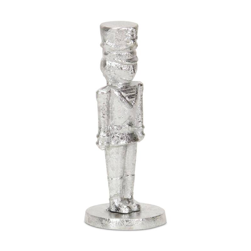 Large Christmas Nutcracker Tabletop Cast Iron Figurine - 7" - Silver