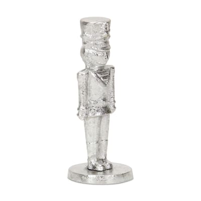 Large Christmas Nutcracker Tabletop Cast Iron Figurine - 7" - Silver