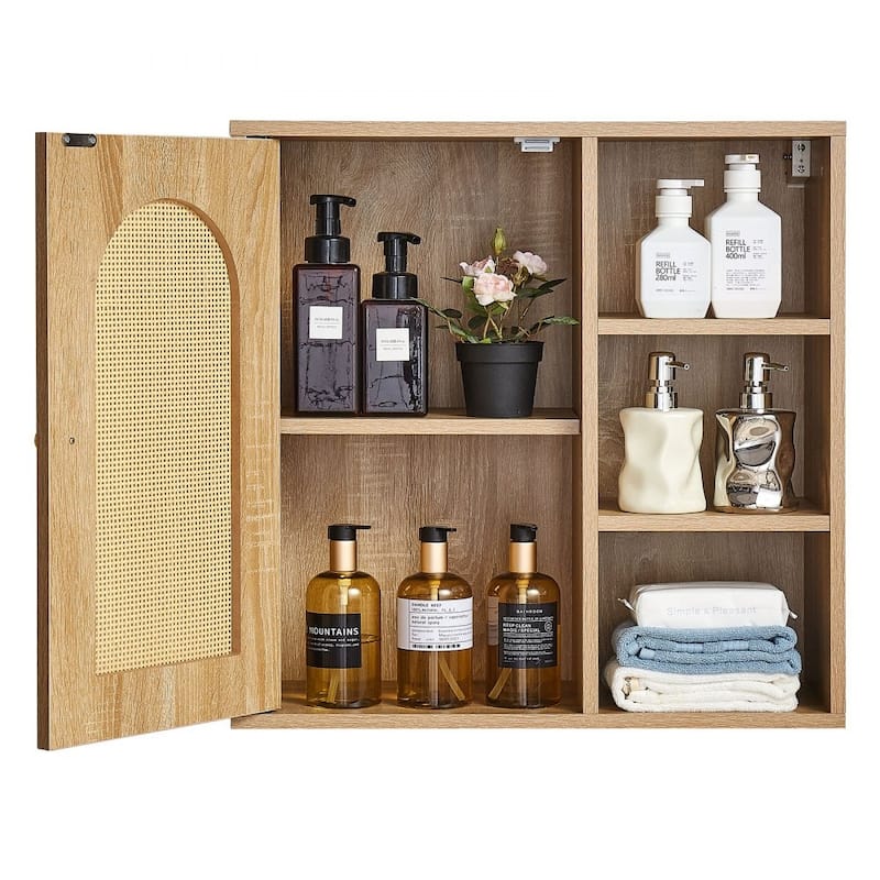 Wall-Mounted Bathroom Storage Cabinet with Multi-Layer Adjustable Shelves for Bottles and Toiletries - 23” x 10” x 23”
