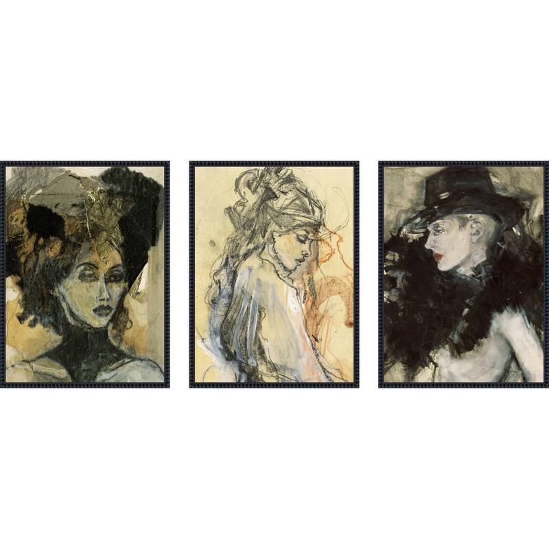Amanti Art Emphasizing Fluid Lines And Textures 3 Piece by Ute Rathmann Framed Canvas Wall Art