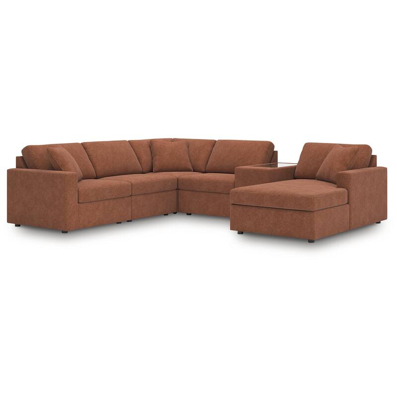 Signature Design by Ashley Modmax 6-Piece Sectional with Chaise - 125" W x 107" D x 36" H - Orange - Left Facing