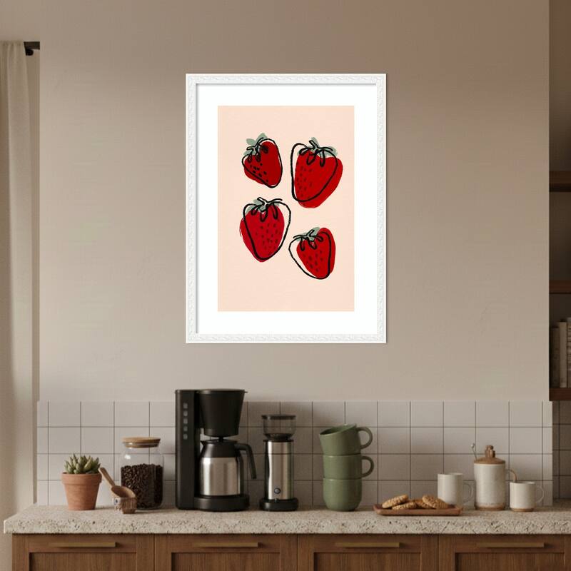 Berry Delight Sketch by Treechild Wood Framed Wall Art Print