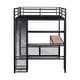 preview thumbnail 10 of 9, Black Metal Full Size Loft Bed with MDF Shelves and Open Mesh Wardrobe