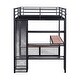 preview thumbnail 10 of 9, Full Size Loft Bed with Storage Iron Mesh and Mdf Shelves, Metal High Loft Bed with Open Wardrobe