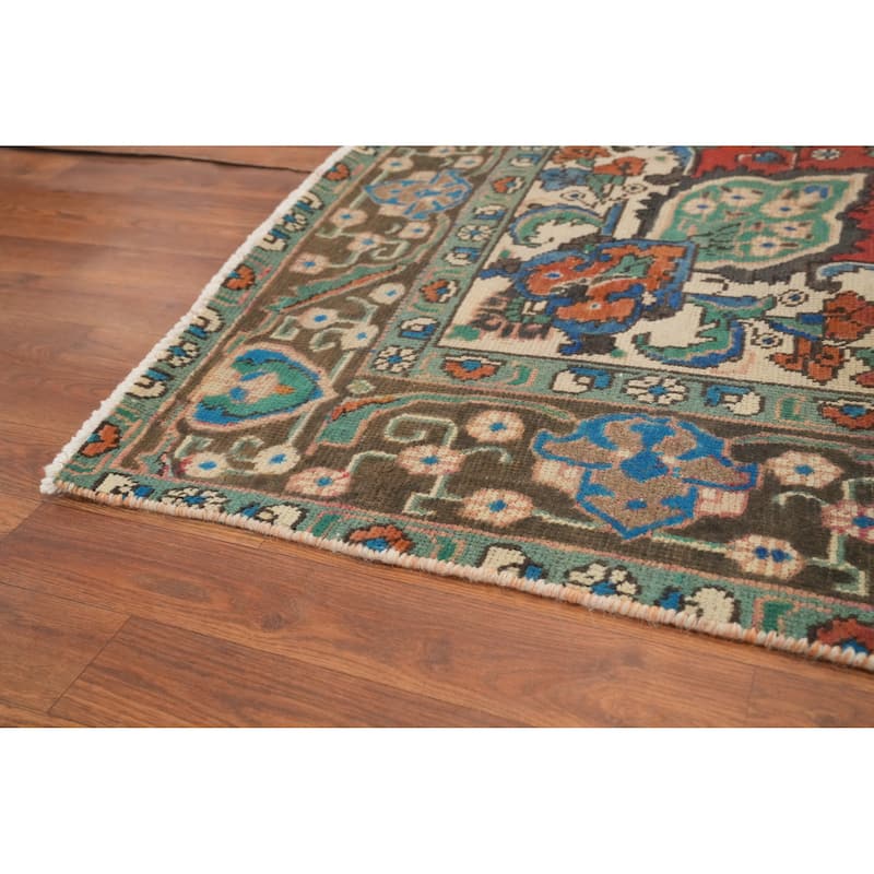 Hand Knotted Oriental 100% Wool Carpet Traditional Medallion Oranges & Rust Tabriz Area Rug - 9' 9'' X 6' 7''
