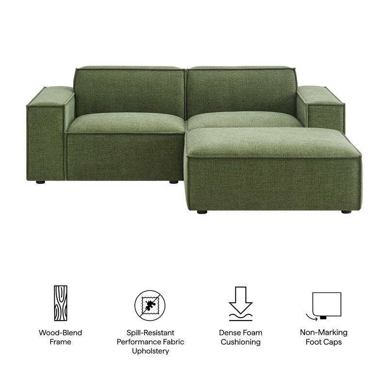 Restore 3-Piece Performance Fabric Upholstered Modular Loveseat with Ottoman