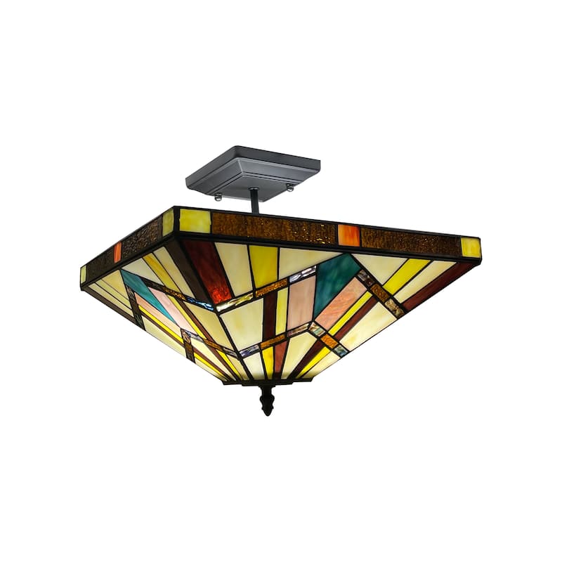 Tiffany Style Mission Design 2-light Blackish Bronze Semi-Flush Mount
