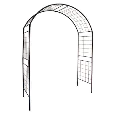 Achla Designs Elegant Handcrafted Monet II Wrought Iron Garden Arbor, 114.5 Inch Tall, Graphite Powder Coated Finish